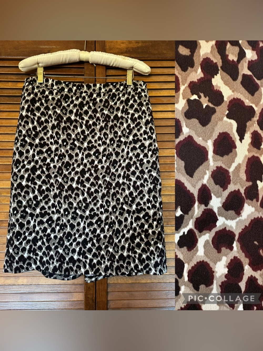Ann Taylor Leopard Print Midi Skirt in gray, black and plum size 6